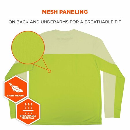Ergodyne Chill-Its 6689 Cooling Long Sleeve Sun Shirt with UV Protection, Large, Lime 12144